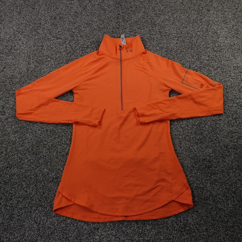 Under Armour Sweatshirt Womens XS Orange Pullover 1/2 Zip Performance Gym Train